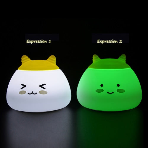 1.6W 8 LEDs Creative Cute Mascot Night Light USB Rechargeable Soft Silicone Cartoon Lamp 2 Control Patterns 5 Lighting Modes Touch Sensor Battery Included Portable Colorful Light for Baby Nursery Children Toy Bedside Lamp Luminaria Gift Bedroom Festival E