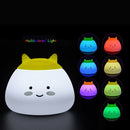 1.6W 8 LEDs Creative Cute Mascot Night Light USB Rechargeable Soft Silicone Cartoon Lamp 2 Control Patterns 5 Lighting Modes Touch Sensor Battery Included Portable Colorful Light for Baby Nursery Children Toy Bedside Lamp Luminaria Gift Bedroom Festival E