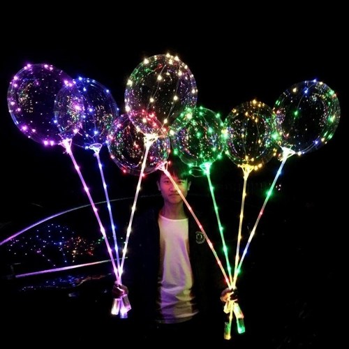 3 Pcs 18inch Luminous LED BoBo Balloon Transparent Led Light Colorful Flashing Lamp