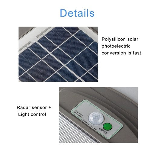 6V 20W LED Solar Powered Wall Street Light PIR Motion Outdoor Garden Lamp