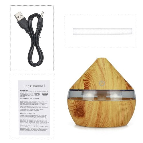 DC5V 2W 300ml USB Cool Mist Air Humidifier Essential Oil Diffuser 7 Color Changing Light for Office Home Bedroom Living Room Study Yoga Spa