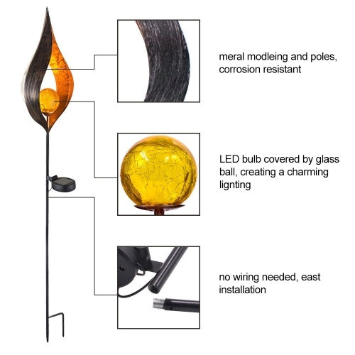 مصباح LED يعمل بالطاقة الشمسية يحاكي ضوء اللهب في الحديقة، مصباح مقاوم للماء في الهواء الطلق