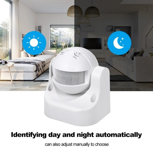 Wall Mounted Infrared Detector Movement Switch IP44 Outdoor PIR Motion Sensor Light Switch with Adjustable Time Delay 180° Induction Angle