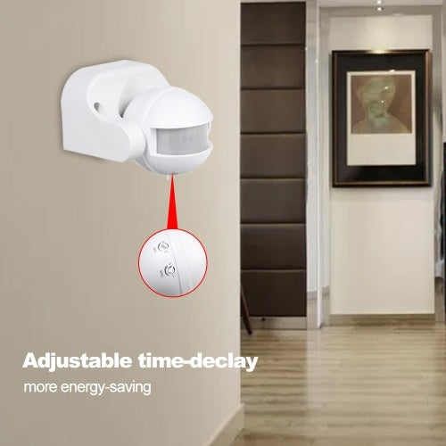 Wall Mounted Infrared Detector Movement Switch IP44 Outdoor PIR Motion Sensor Light Switch with Adjustable Time Delay 180° Induction Angle