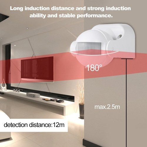 Wall Mounted Infrared Detector Movement Switch IP44 Outdoor PIR Motion Sensor Light Switch with Adjustable Time Delay 180° Induction Angle