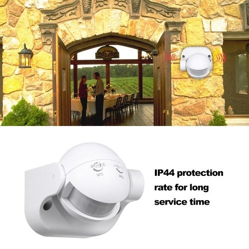 Wall Mounted Infrared Detector Movement Switch IP44 Outdoor PIR Motion Sensor Light Switch with Adjustable Time Delay 180° Induction Angle