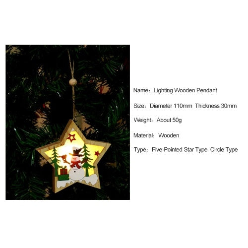 Portable Delicate Christmas Decoration Wooden Lighting