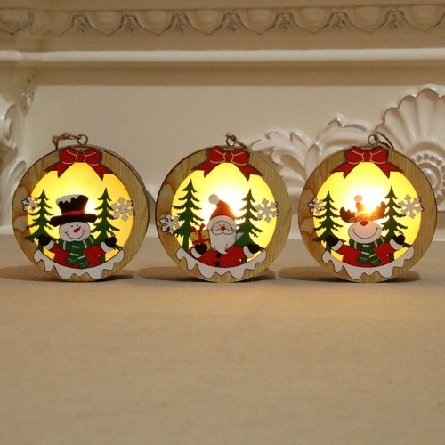 Portable Delicate Christmas Decoration Wooden Lighting