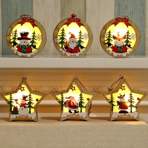 Portable Delicate Christmas Decoration Wooden Lighting