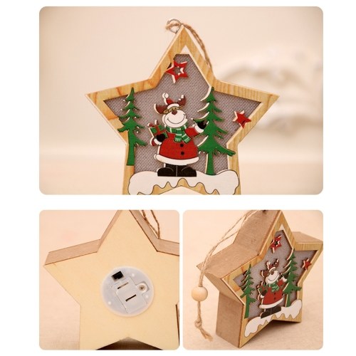 Portable Delicate Christmas Decoration Wooden Lighting