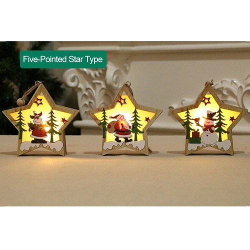 Portable Delicate Christmas Decoration Wooden Lighting