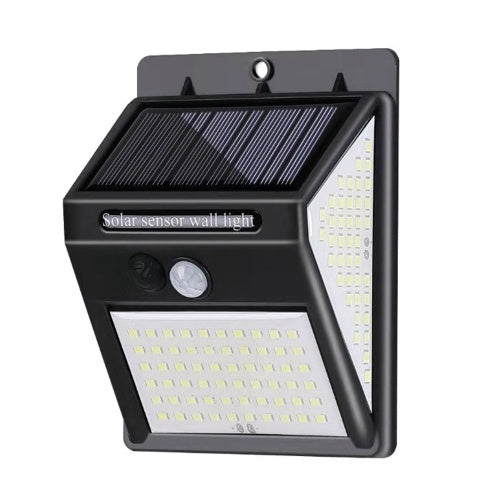 140leds Solar Powered Wall Lamp Lighting Sensor and PIR Motion Sensor Control Three Sides Wall Mounted Light