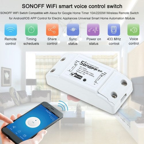 SONOFF WiFi مفتاح ذكي للتحكم الصوتي RF مع جهاز استقبال RF لمفاتيح المنزل الذكي مع وحدة أتمتة وظيفة التوقيت