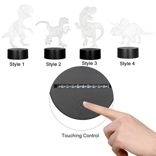 3D Led ضوء الليل الوهم مصباح ديناصور نمط اللون تغيير أضواء السرير الجدول مصباح مكتبي مع اللمس والتحكم عن بعد للأطفال الهدايا ديكور المنزل