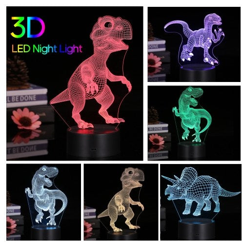 3D Led ضوء الليل الوهم مصباح ديناصور نمط اللون تغيير أضواء السرير الجدول مصباح مكتبي مع اللمس والتحكم عن بعد للأطفال الهدايا ديكور المنزل