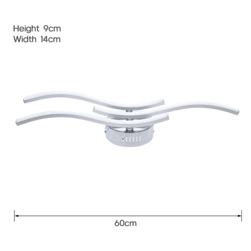 24W Aluminum 4 Branches L-ED Waved Light Ceiling Light for Bedroom Living Room Decoration Lamp