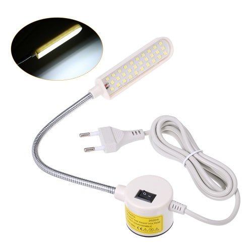 AC110-250V 6W 30LEDs Sewing Machine Light Lamp Fixed Base Flexible Bendable Tube Goose Neck Design for Housework Household Duties Chores