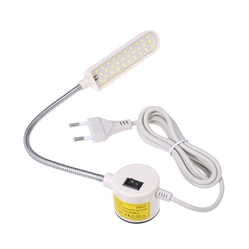 AC110-250V 6W 30LEDs Sewing Machine Light Lamp Fixed Base Flexible Bendable Tube Goose Neck Design for Housework Household Duties Chores