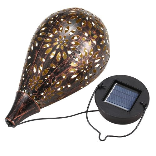 Solar Iron Hollow Lamp Lantern Light Retro Moroccan Pattern Projection Lamp