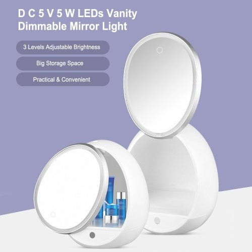 D C 5 V 5 W LEDs Vanity Dimmable Mirror Light Sensitive Control USB Powered Operated 3 Levels Bightness Adjustable Dimmable Lamp Built-in 2000mAh High Capacity Rechargeable Batterys for Dressing Room Salon