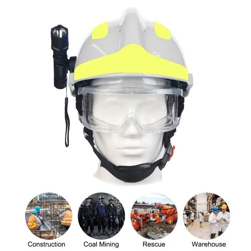 F2 Emergency Rescue Helmet Fire Fighter Safety Helmets Workplace Fire Protection Hard Hat with Headlamp & Goggles Protective Anti-impact Heat-resistant Helmet