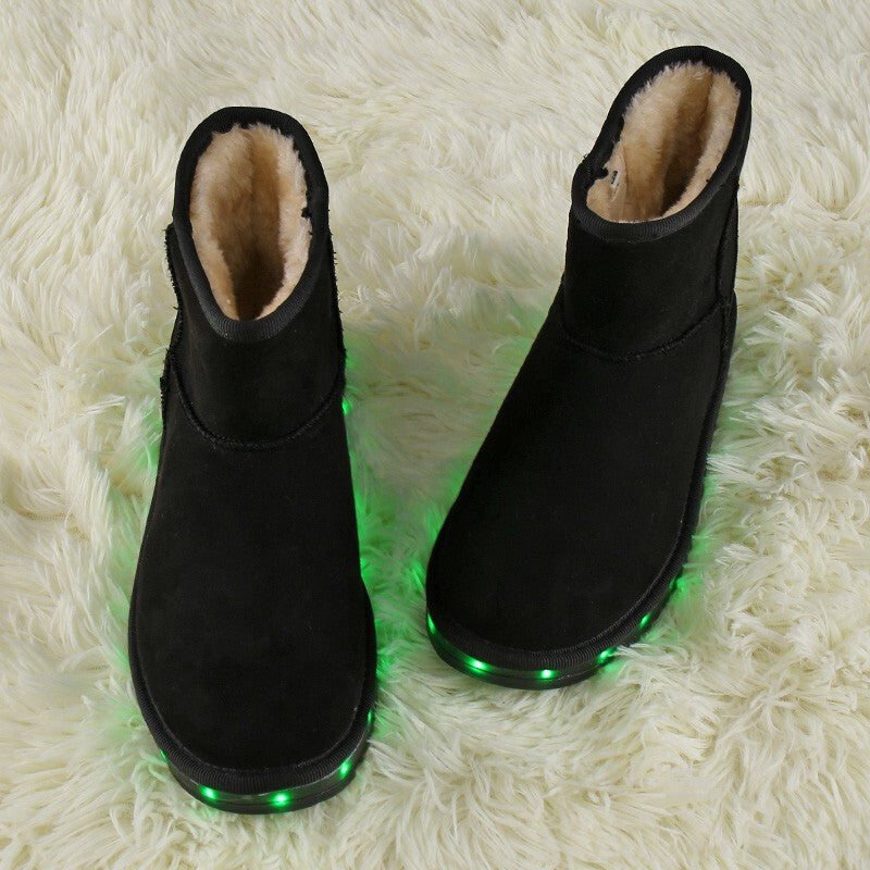 LED Fleece Snow Boots - Black