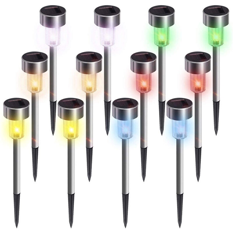 12Pcs Premium LED Solar Garden Light - Colored