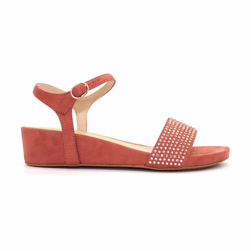 Ladies Diamante Sandals - Coral