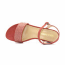 Ladies Diamante Sandals - Coral