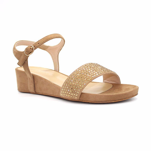 Ladies Diamante Sandals - Light Brown