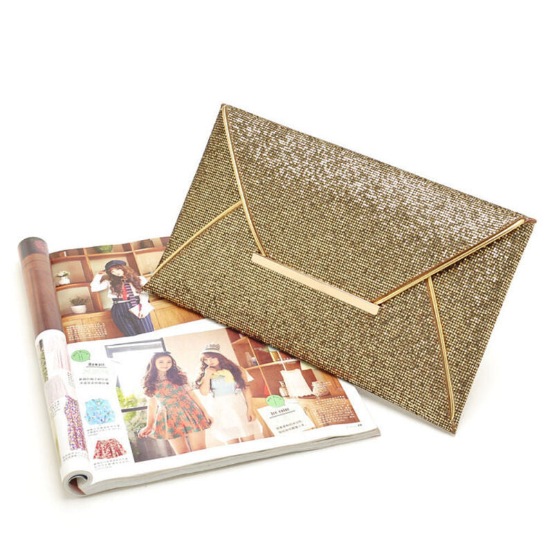 Ladies Envelope Clutch Bag - Gold