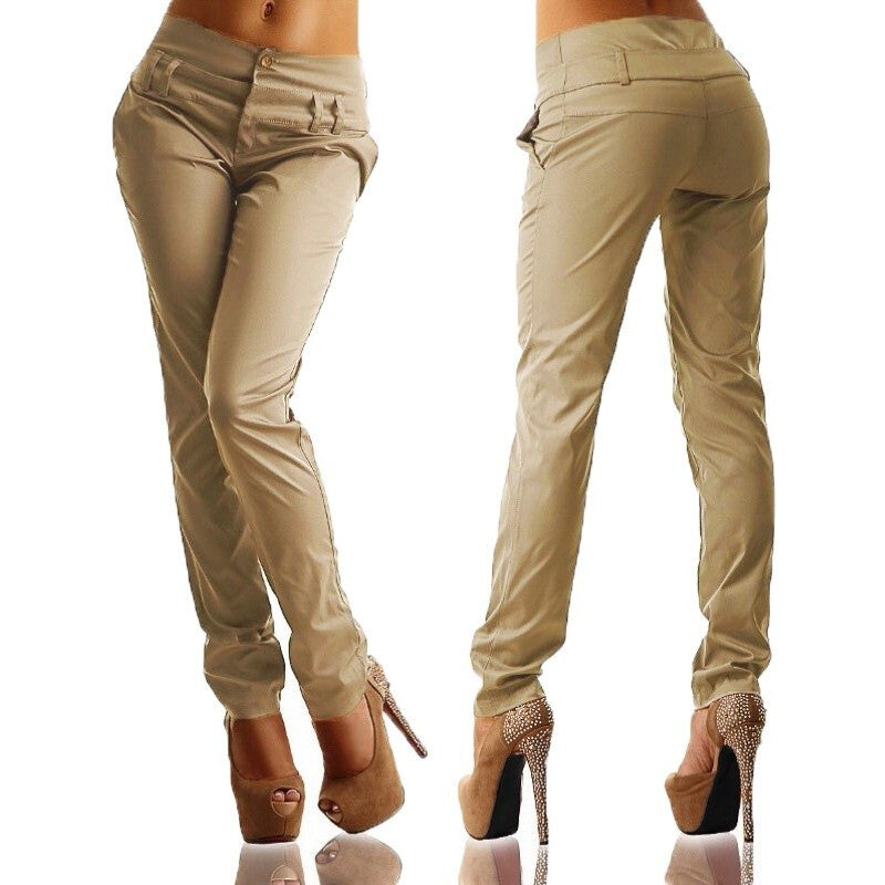 Ladies Fashionable Trousers Casual Pants - Khaki