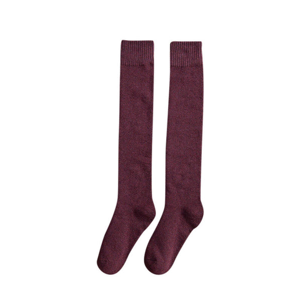 Ladies Thigh High Over-the-Knee Socks - Wine Red