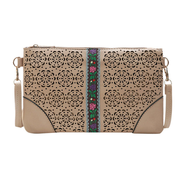 Lady Openwork Embroidery Hand Bag - Khaki