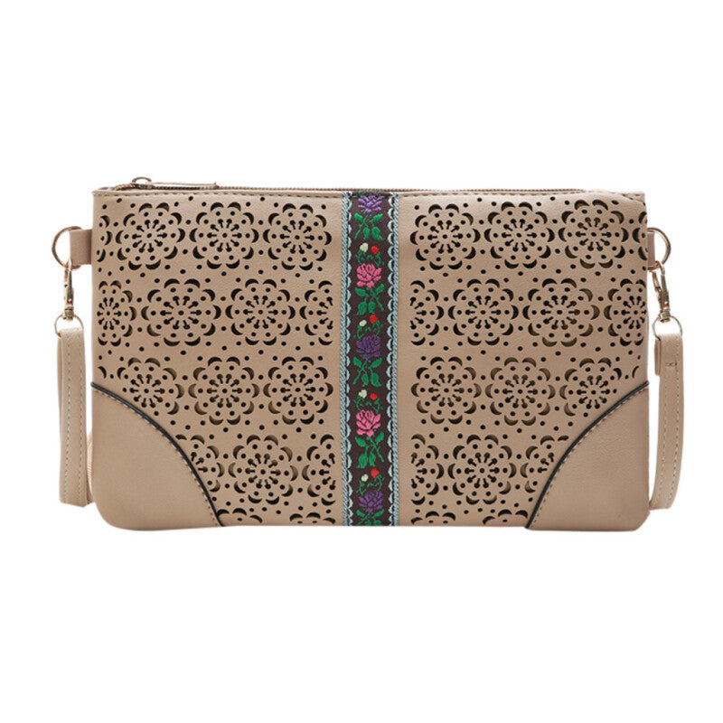 Lady Openwork Embroidery Hand Bag - Khaki