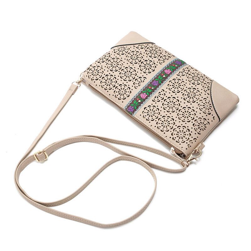 Lady Openwork Embroidery Hand Bag - Khaki