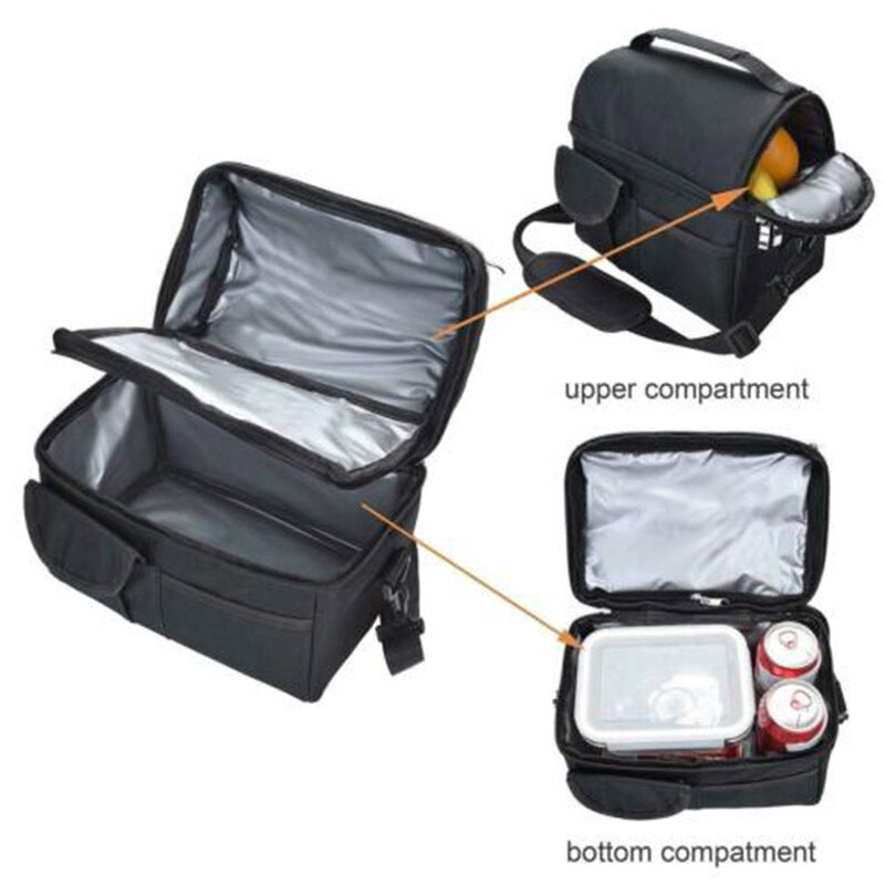 LB06 Large Insulated Thermal Lunch Storage Bag - Black