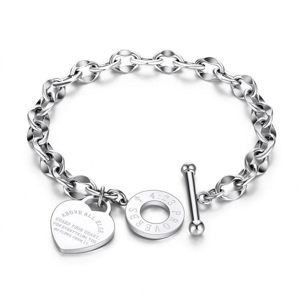 Love Bible Lettering Fashion Bracelet - Silver