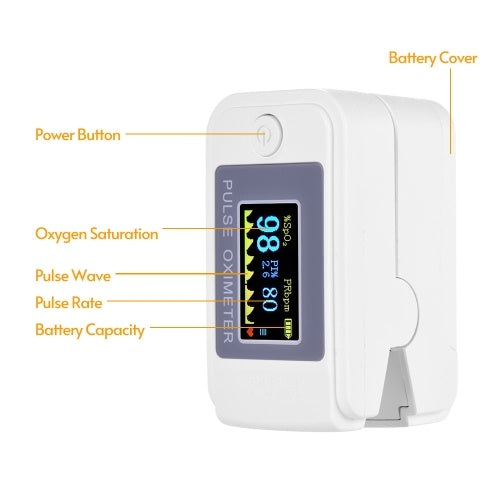 Mini Fingertip Pulse Oximeter Pulse Rate Blood Oxygen Saturation Monitor Clear OLED Display for Home Use