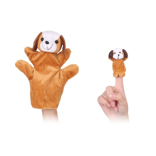 Animals Hand Puppets Finger Puppets Story Time Educational Puppet Set Cartoon Animals Mother Baby for Children Shows Playtime Schools 2Pcs Dog