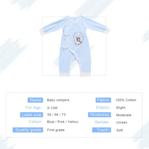 Baby Romper Unisex 100% Cotton Babysuit Baby Clothes Long Sleeve Playsuit Spring Summer Autumn For Newborn Infant Baby Girl Boy Blue 0-6M