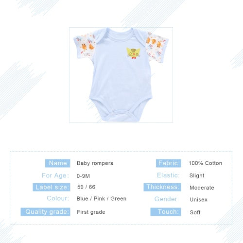 Baby Romper Unisex 100% Cotton Babysuit Baby Clothes Playsuit Cat Print Short Sleeve Summer For Newborn Infant Baby Girl Boy Pink 0-6M