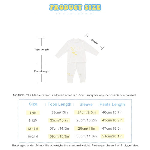 Baby Clothes Set 2pcs Unisex 100% Cotton Baby Outfits Clothing Long Sleeve Tops Long Pants Spring Summer Autumn Winter For Newborn Baby Girl Boy Yellow 3-6M