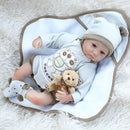 Decdeal 16inch 40cm Reborn Baby Doll Twins Baby in Blanket Lifelike Dolls Blue Eyes Silicone Vinyl & Cotton Body Cute Gifts Lovely Blue Outfit