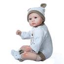 Decdeal 16inch 40cm Reborn Baby Doll Twins Baby in Blanket Lifelike Dolls Blue Eyes Silicone Vinyl & Cotton Body Cute Gifts Lovely Blue Outfit