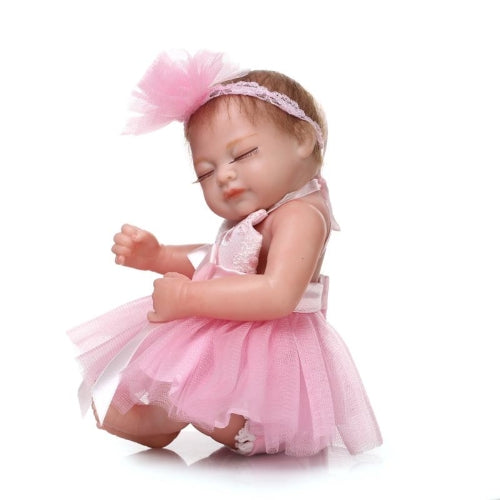 Reborn Baby Doll Baby Bath Toy Full Silicone Body Eyes Close Sleeping Baby doll With Clothes Hair 10inch 25cm Lifelike Cute Gifts Toy Girl