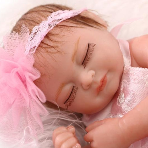 Reborn Baby Doll Baby Bath Toy Full Silicone Body Eyes Close Sleeping Baby doll With Clothes Hair 10inch 25cm Lifelike Cute Gifts Toy Girl