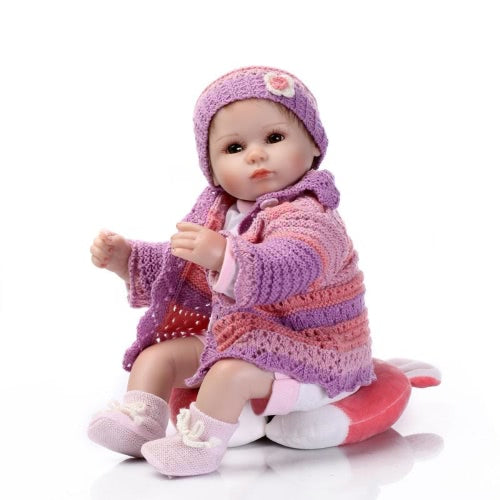 Reborn Baby Doll Girl Silicone Baby Doll Eyes Open With Clothes Hair 16inch 40cm Lifelike Cute Gifts Toy Girl