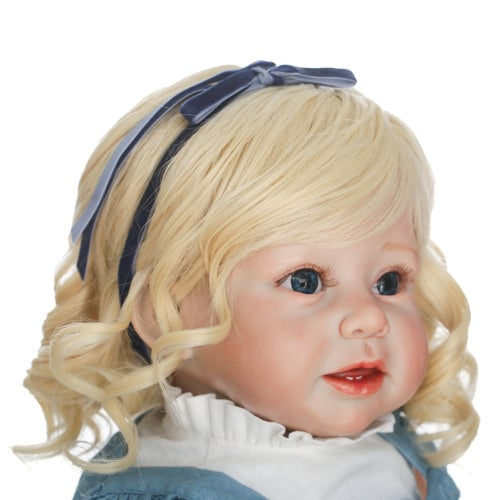 Silicon Reborn Toddler Doll Baby Doll Girl With Curly Golden Hair Clothes Wig Boneca 28inch 71cm Lifelike Cute Gifts Toy