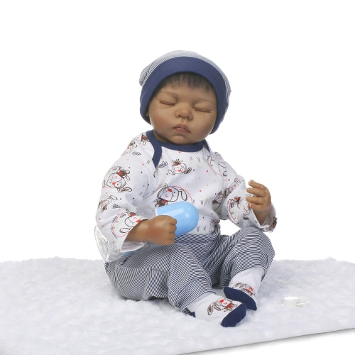 22inch Silicon Reborn Toddler Doll Sleeping Baby Doll Boy Eyes Close With Hair Clothes Boneca Lifelike Cute Gifts Toy